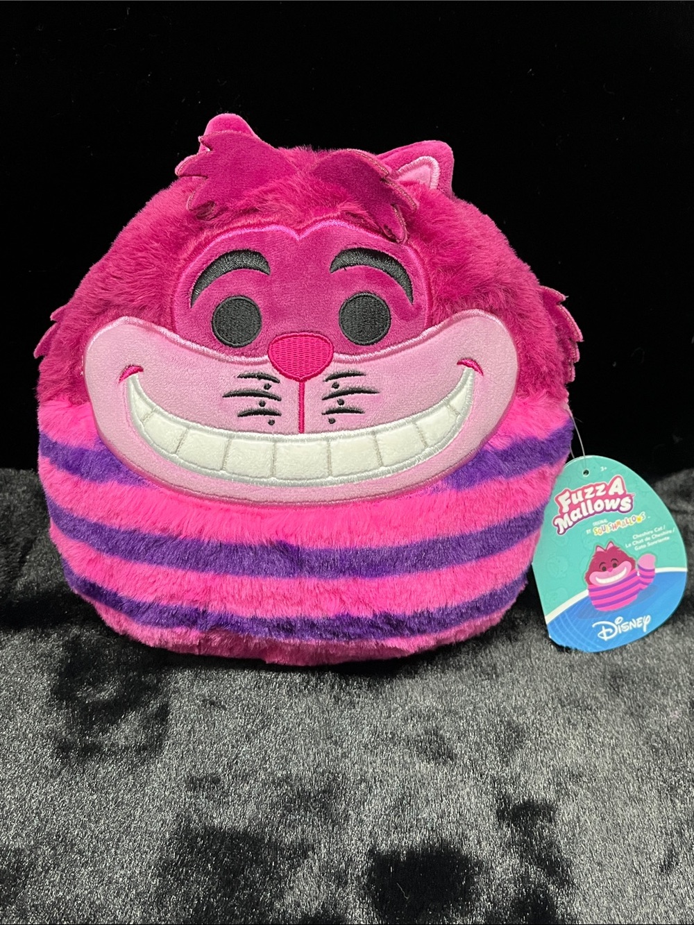 Disney Cheshire Cat Fuzz-A-Mallows Plush Pillow - Pink & Purple Stripes - 8”